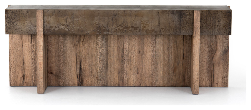 Bingham Console Table Rustic Oak Veneer   Farmhouse   Console Tables   by Old Bones Co.  Studios  Houzz