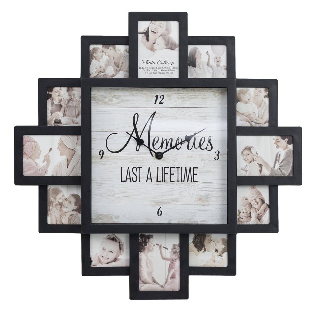 Lifetime Memories x27 Picture Frame Collage Wall Clock Black American Art Decor