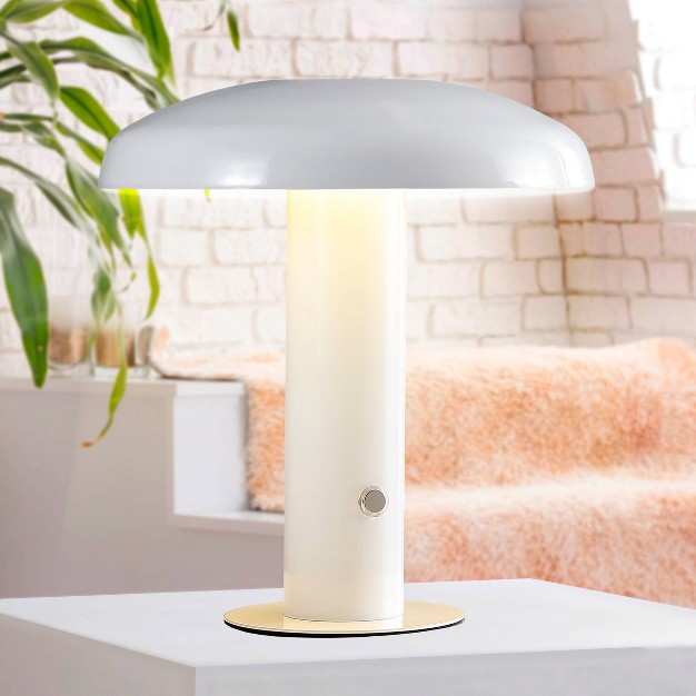 Suillius Contemporary Bohemian Rechargeable cordless Iron Led Mushroom Table Lamp Jonathan Y