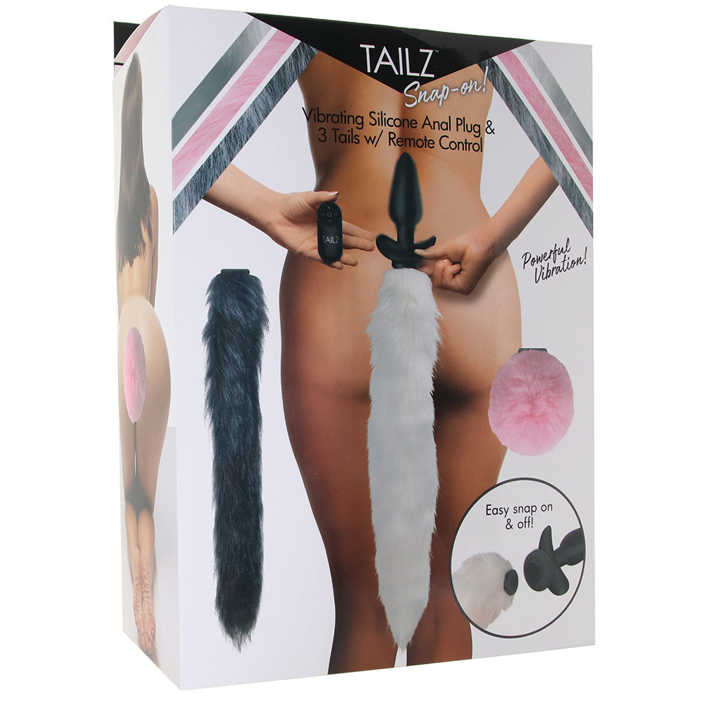 Tailz Snap-On Anal Vibe and 3 Interchangeable Tails Set