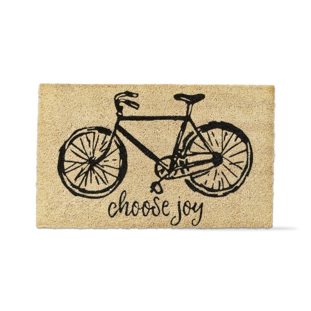 Choose Joy Sentiment With Black Bicycle Rectangle Indoor And Outdoor Coir Door Welcome Mat Beige Background