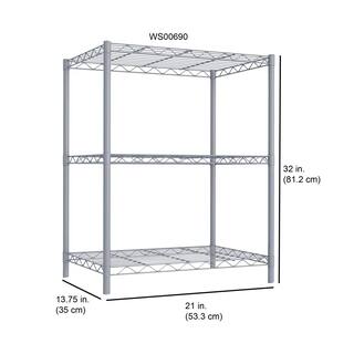 Home Basics Gray 3-Tier Metal Wire Shelving Unit (21 in. W x 32 in. H x 14 in. D) HDC51900