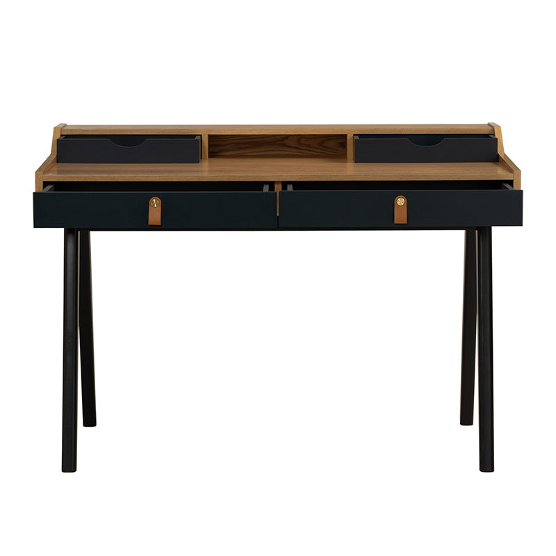 CASTOR Study Desk 110cm - Natural, Navy Blue & Black