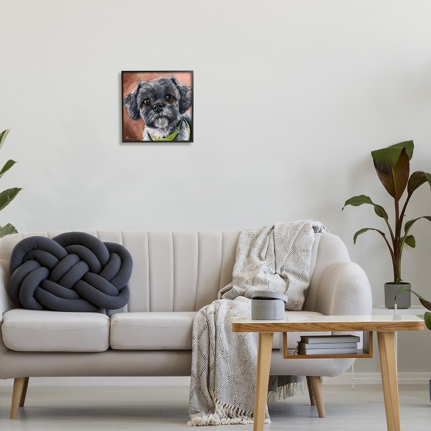 Stupell Industries Black Shih Tzu Dog Portrait Framed Giclee Art