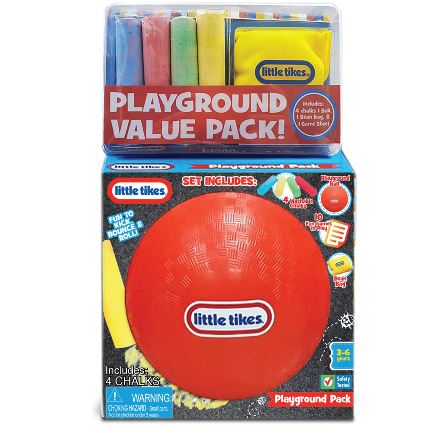 Little Tikes Playground Value Pack， Preschool Toys， Jumbo Chalk， Bean Bag， Round Kickball