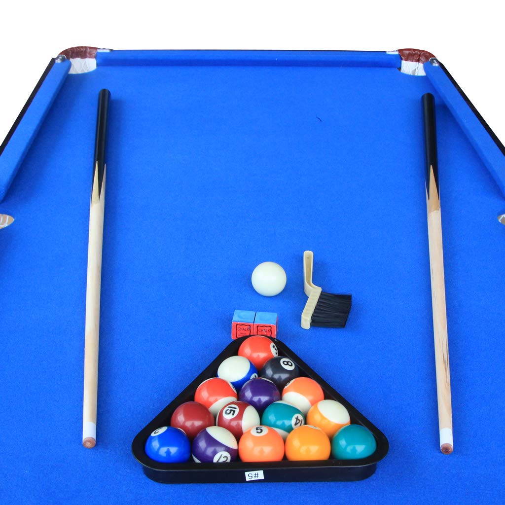 Blublu Park 55 Inch Folding Pool Table for Adults and Kids Steady Modern Space Saving Billiard Table, Blue