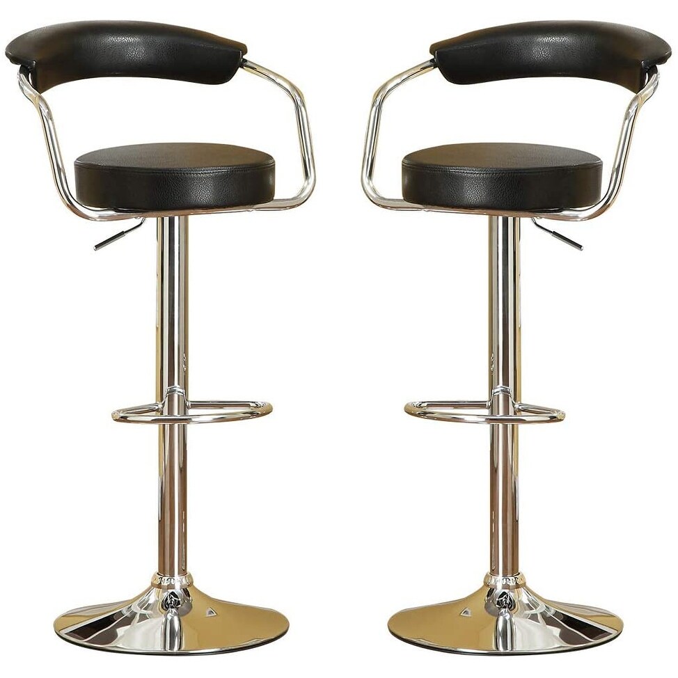 Contemporary Design Set of 2 Faux Leather Bar Stools Counter Height Chairs with Short Back Adjustable Swivel Kitchen Stools