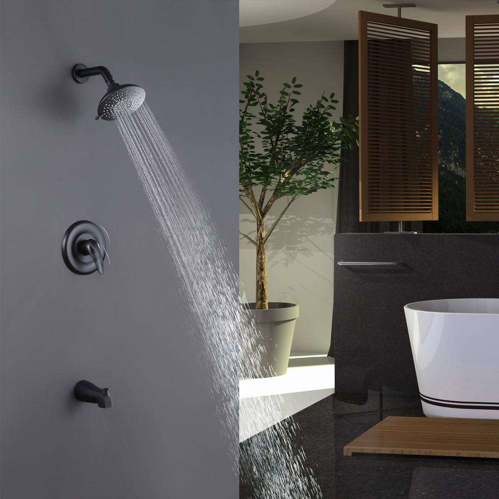 GIVING TREE Single-Handle 5-Spray Tub and Shower Faucet in Matte Black (Valve Included) HDYN-MM0021