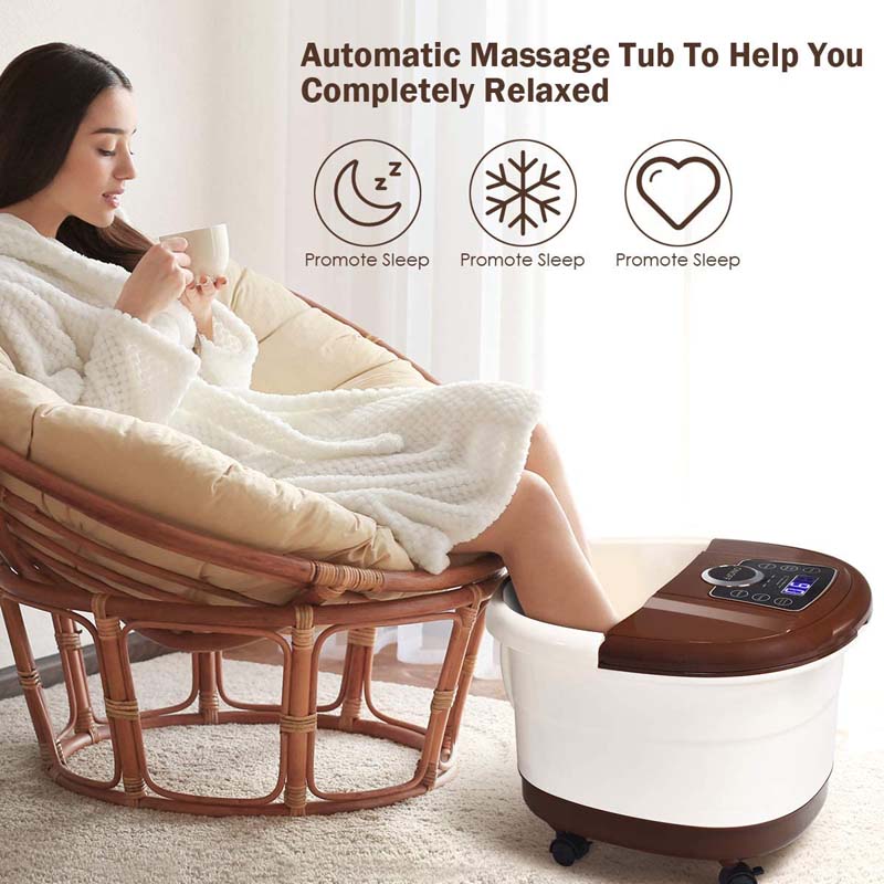 Heated Foot Spa Bath Massager with Bubbles, 16 Pedicure Shiatsu Roller Massage Points, Electric Foot Soaker Tub