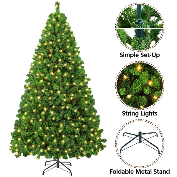 Yaheetech Prelit Flocked Artificial Christmas Tree with Foldable Stand