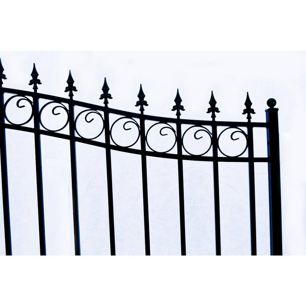 ALEKO Prague Style 14 ft. x 6 ft. Black Steel Single Swing Driveway Fence Gate DG14PRASSW-HD