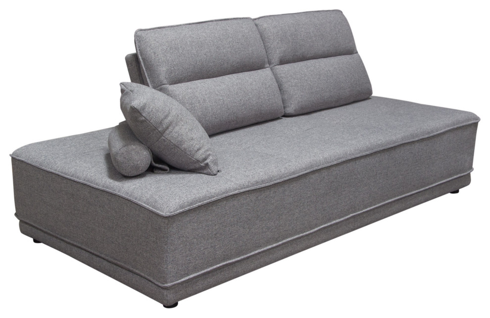 Lounge Seating Platform  Moveable Backrest Supports  Grey Polyester Fabric   Transitional   Sofas   by Kolibri Decor  Houzz