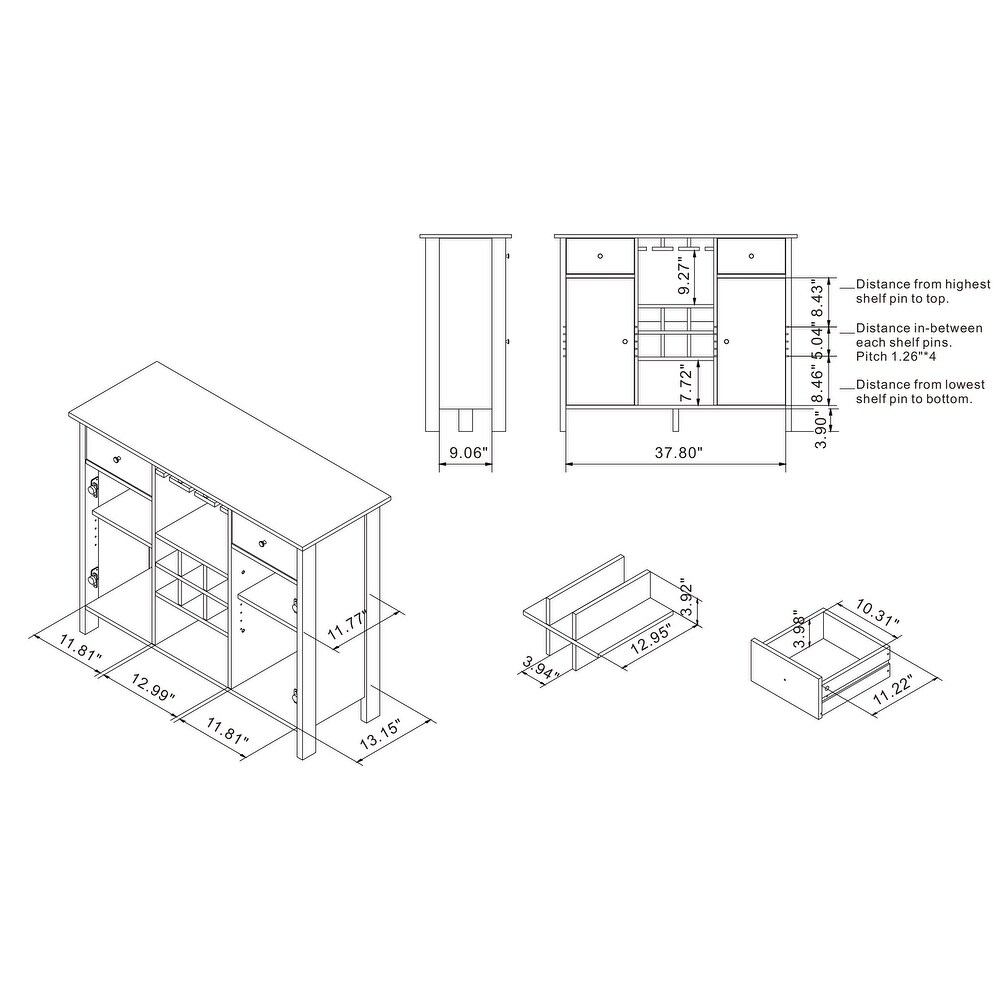 Furniture of America Madrid Contemporary 5 shelf Buffet