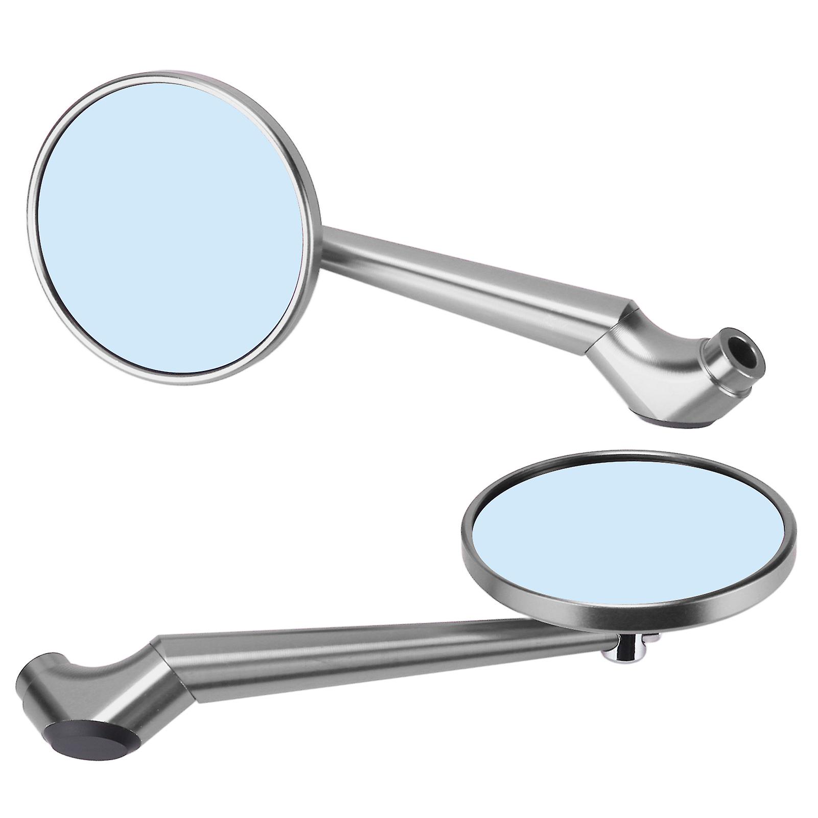 Retro Rear View Mirror Cnc Aluminum Alloy Universal For Motorcycle 8mm 10mm Mounting Sizesilver