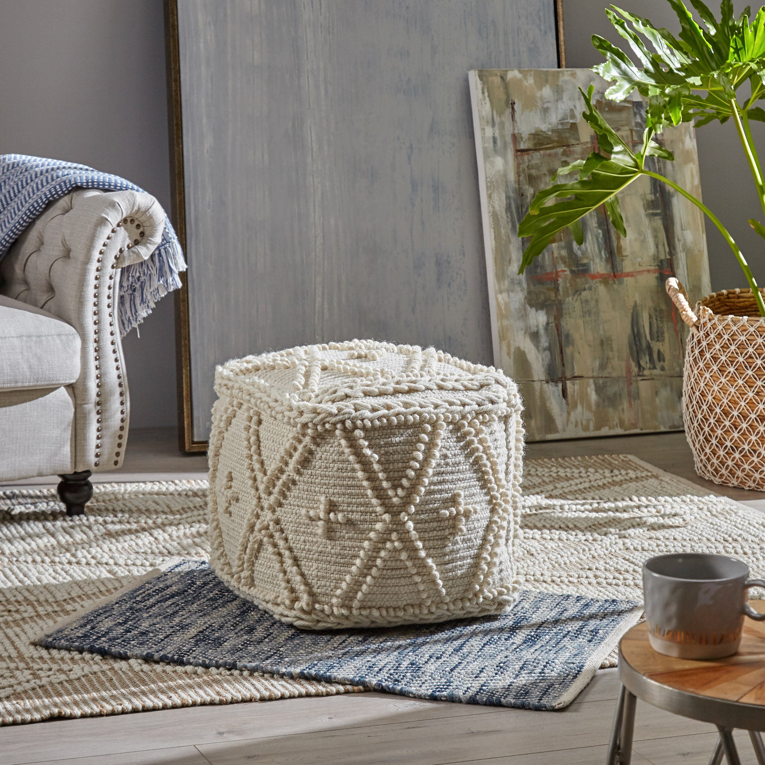 Truda Boho Handcrafted Fabric Pouf