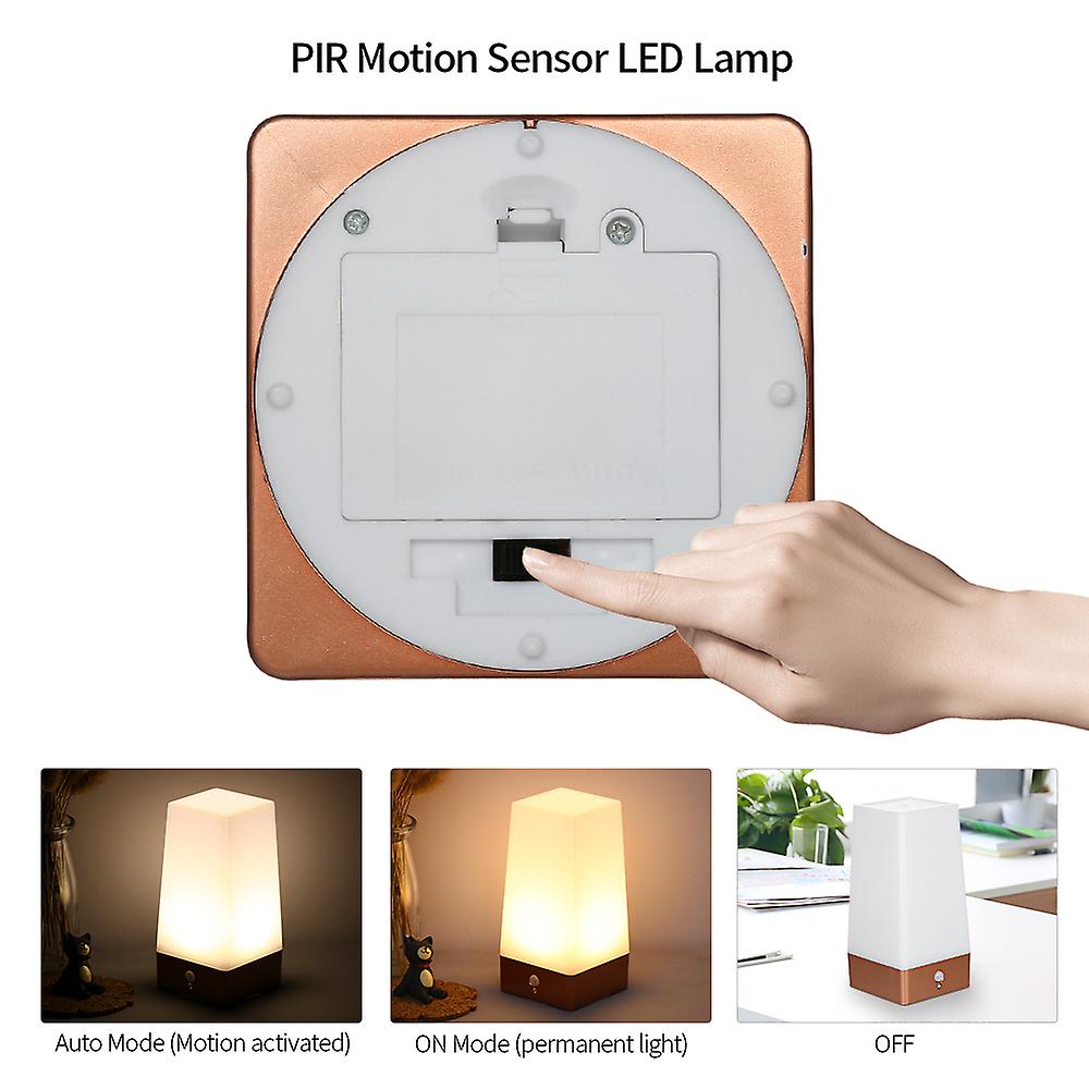 Desktop Pir Motion Sensor Led Night Light Portable Battery Operated Bedside Night Lamp For Hallway Kitchen Bedroom Bathroom Living Room