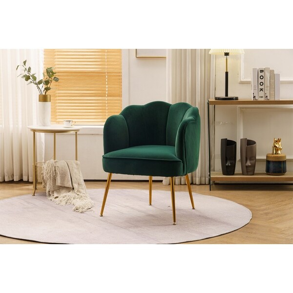 Shell shape velvet fabric Armchair accent chair with gold legs for living room and bedroom