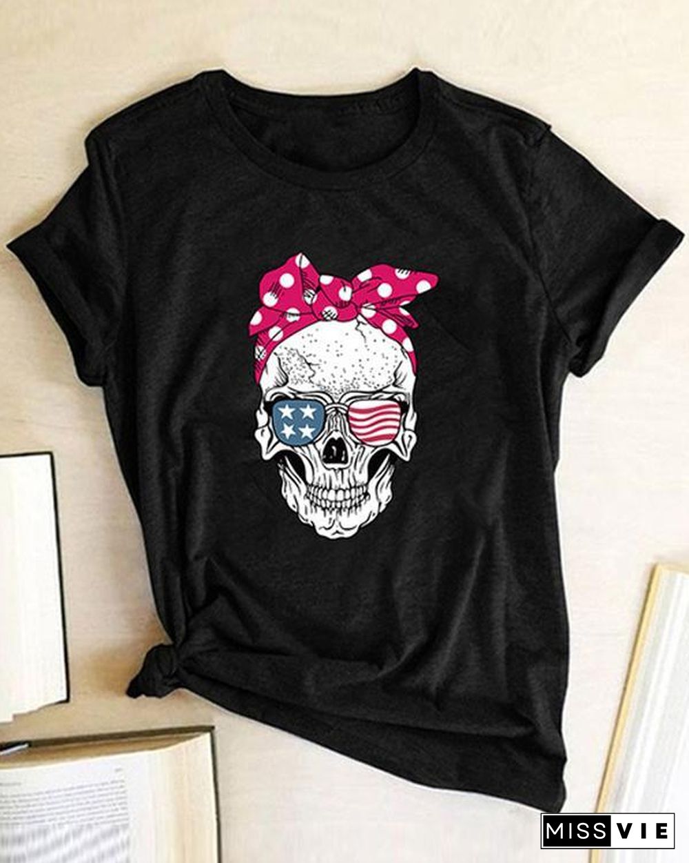 Skull Women Printed Daily T Shirt Tee