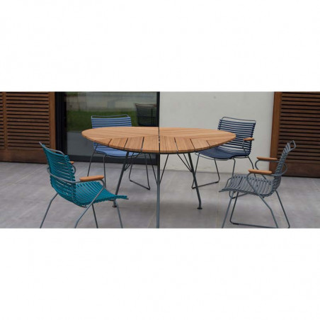 Table de jardin Leaf HOUE， plateau bambou pieds aluminium 6 personnes