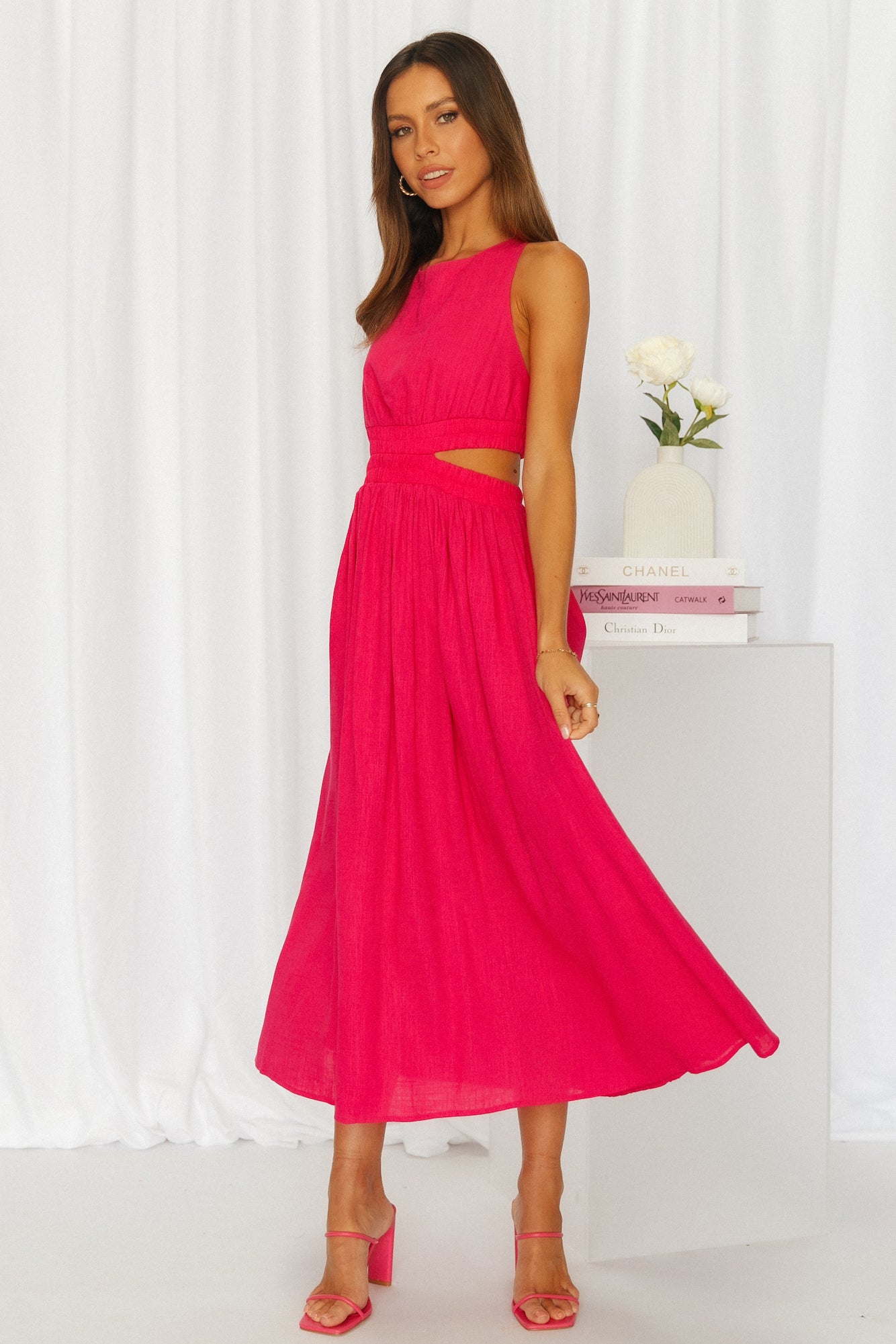 Bayside Beauty Midi Dress Hot Pink