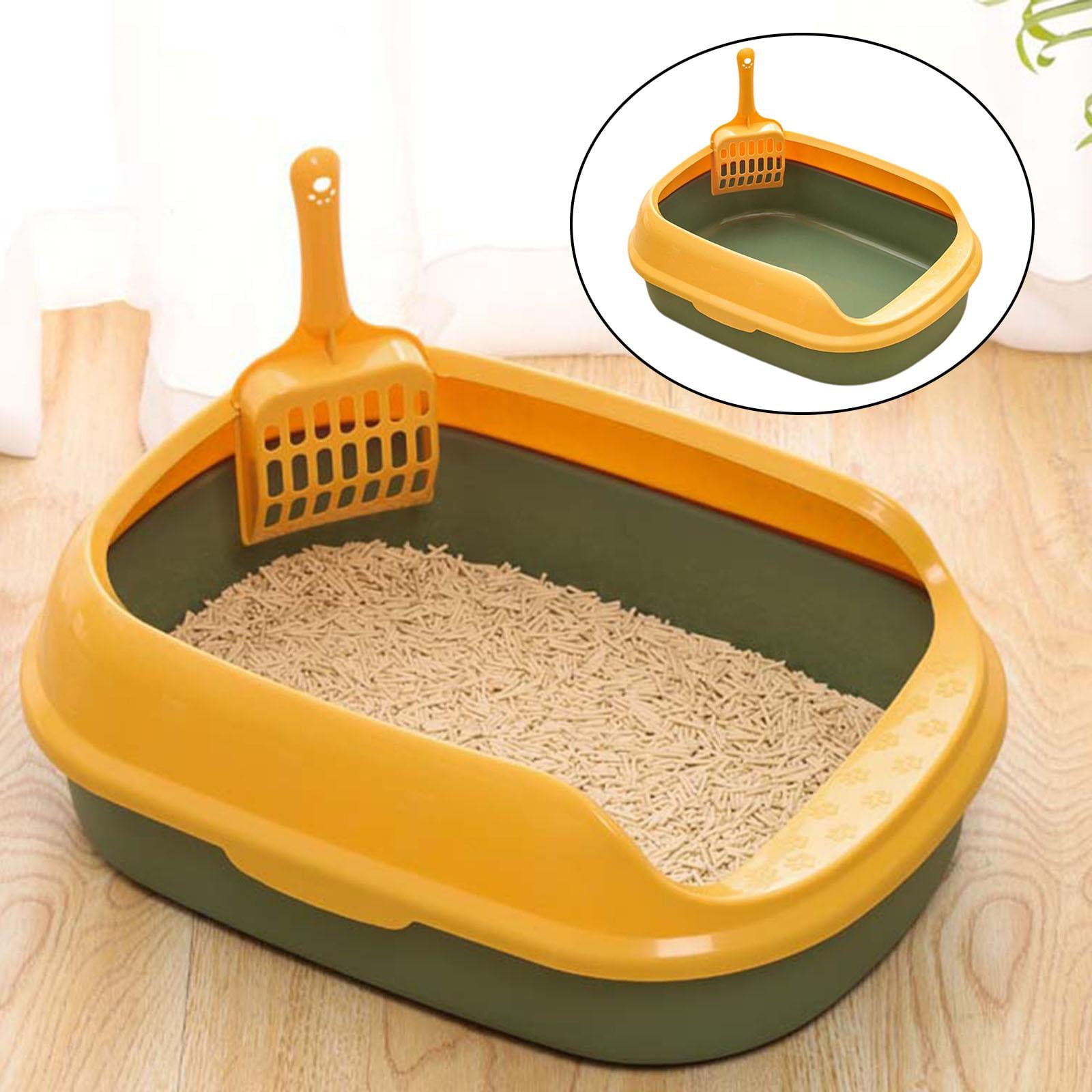 Cat Litter Box Pet Semi-Closed Pet Litter Tray to Clean  Pet Litter Tray for Kitty， Small Animals Toilet Sand Box Container Bedpan - Green