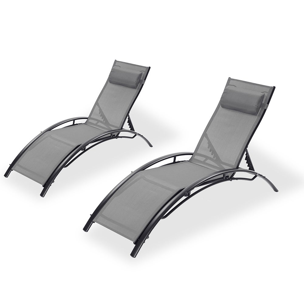 2PCS Set Chaise Lounges， Outdoor Lounge Chair， Recliner Chair