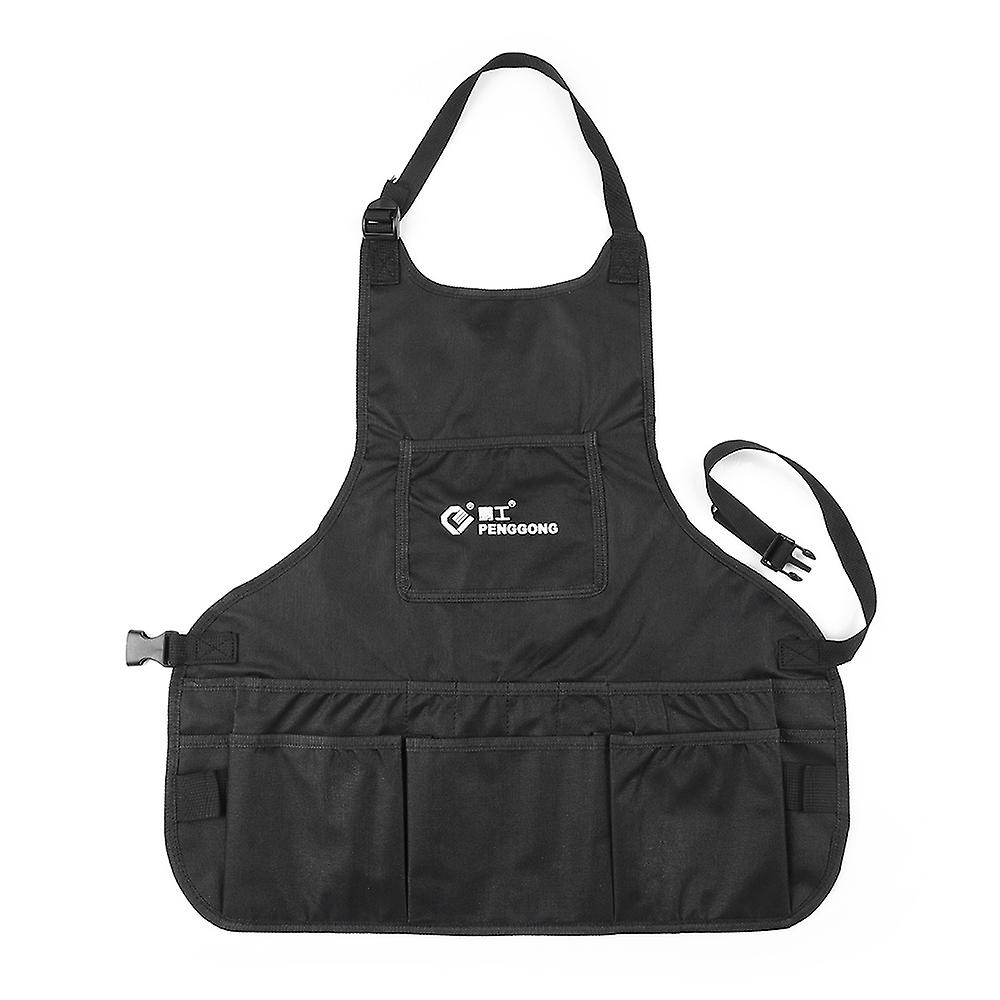 Waterproof Canvas Gardening Tool Apron Tools Bag With Pockets Adjustable Size Fits Men And Women Black