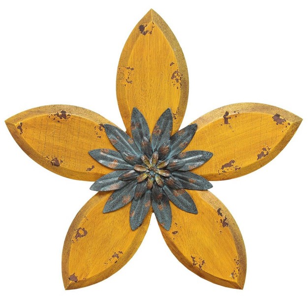 X 13 98 quot Antique Flower Wall Decor Yellow teal Stratton Home D cor