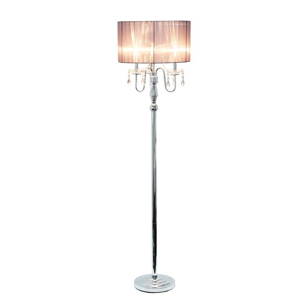 Trendy Romantic Sheer Shade Floor Lamp With Hanging Crystals Elegant Designs