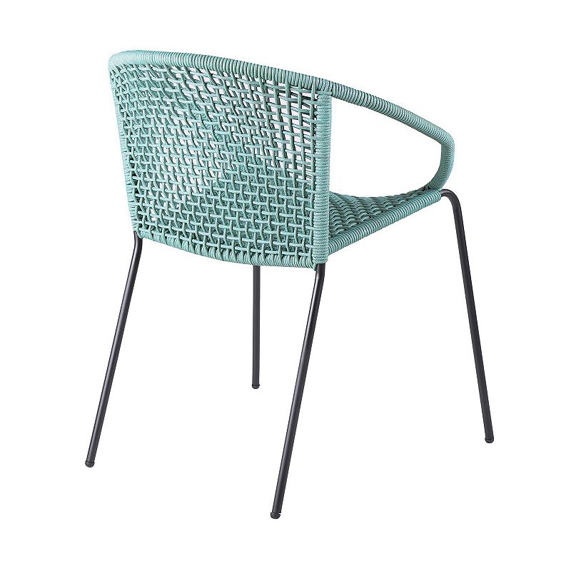 Dining Chair with Interwoven Geometric Seat and Back， Set of 2， Blue