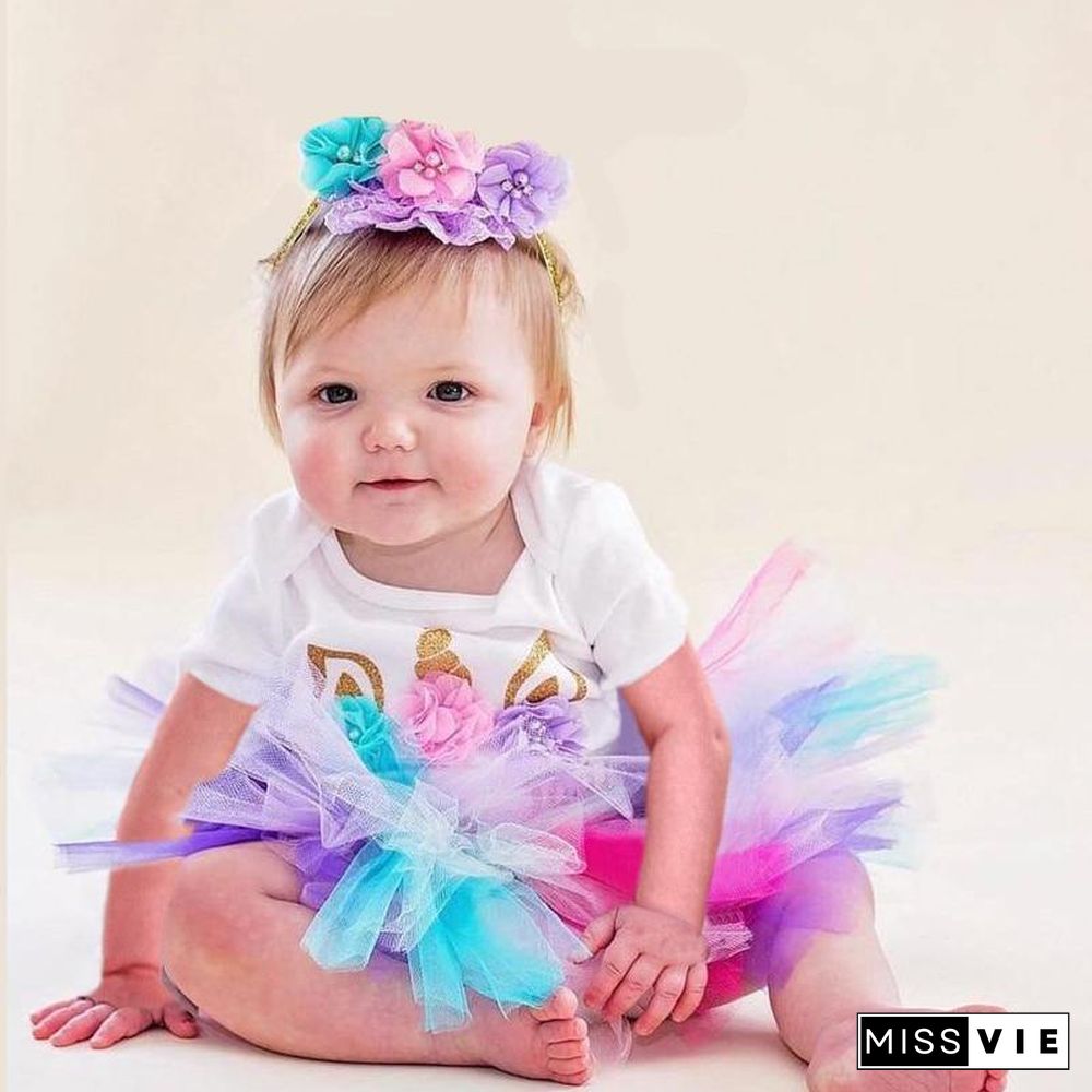 Unicorn Girls First Birthday Dress Tutu Baby Infant Christening Cake Dresses for Party Kids 1 Year Baby Girl PhotoShoot Costume