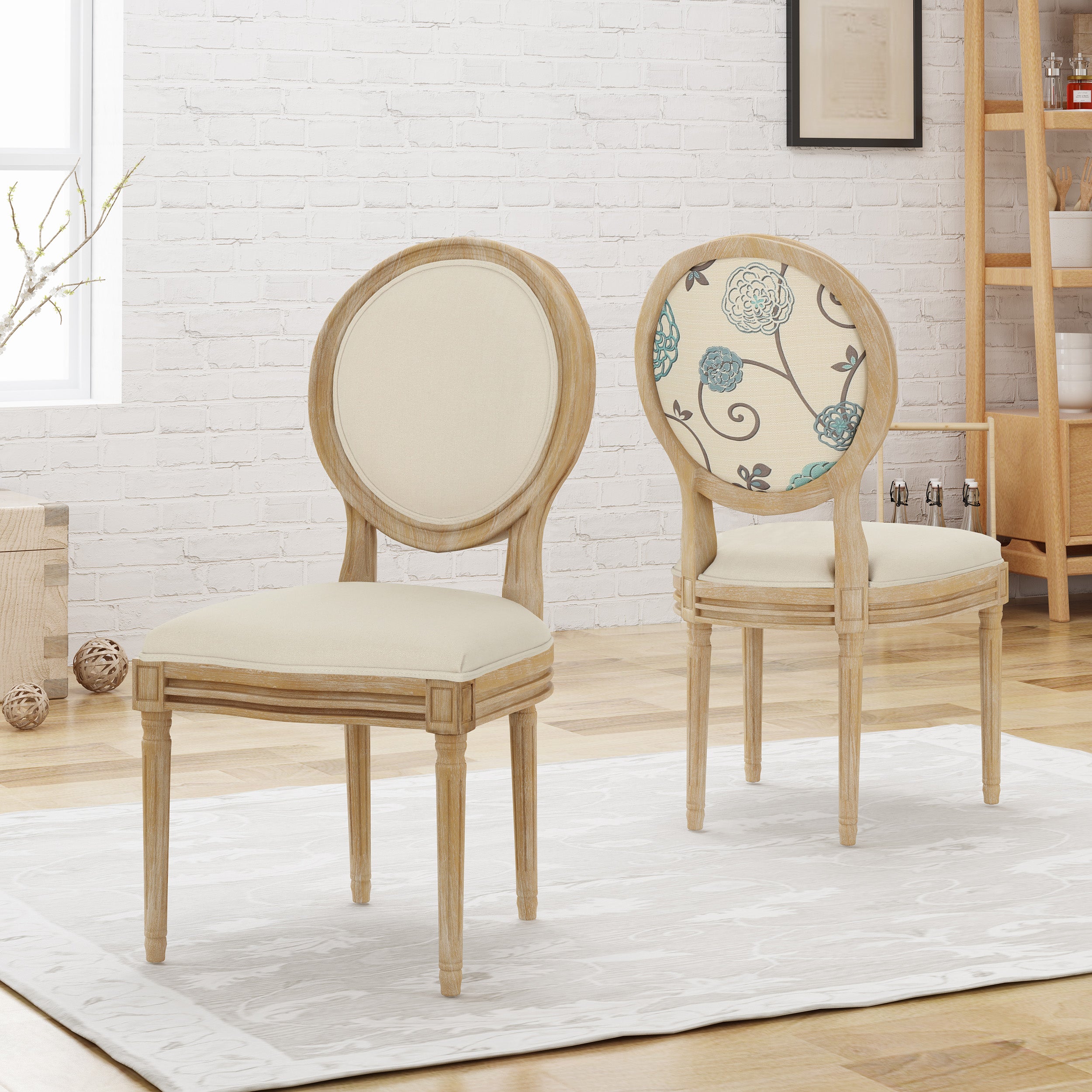 Reed Upholstered French Design Dining Chairs