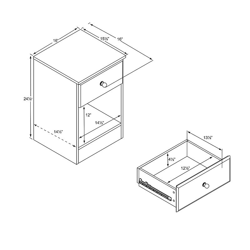 Prepac Astrid Tall 1-Drawer Nightstand