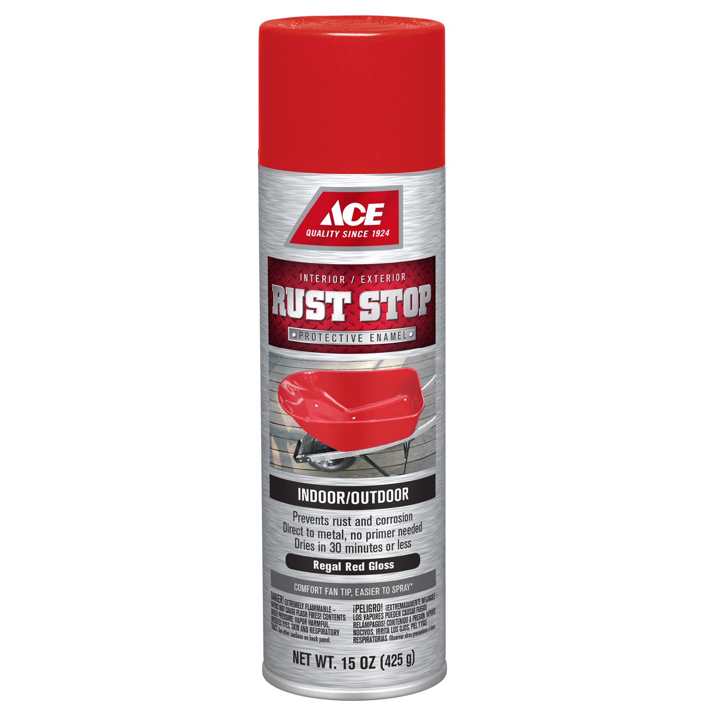 Ace Rust Stop Gloss Regal Red Protective Enamel Spray Paint 15 oz