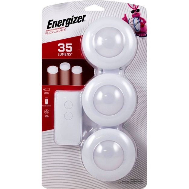 Energizer 3pk Led Puck Cabinet Lights Wireless With Remote White