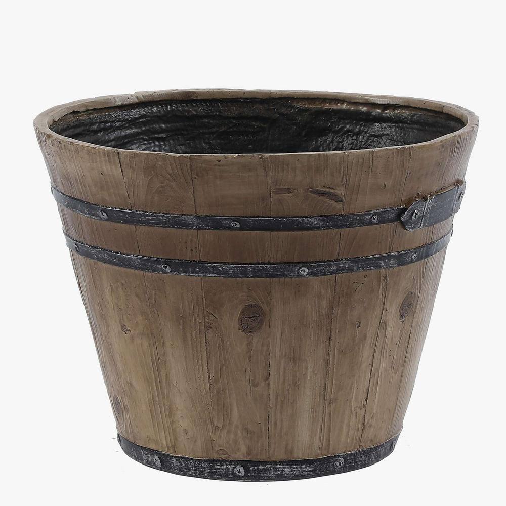 LuxenHome Rustic Fiberclay Barrel Planters (Set of 2) WH028