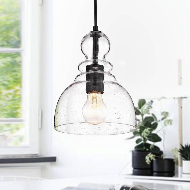 X 7 1 quot X 60 quot 1 light Nefelt Seeded Glass Pendant Black Warehouse Of 