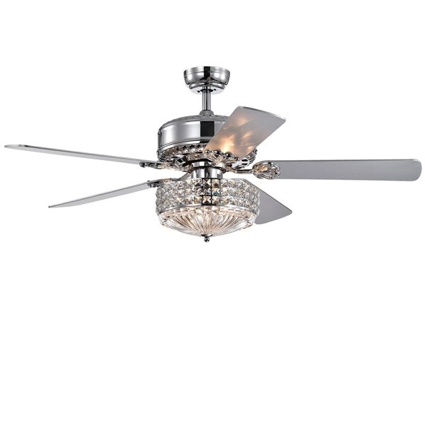 Gremane Chrome 52-inch Lighted Ceiling Fan with Crystal Shade (incl. Remote and 2 Color Option Blades) Shopping - The Best Deals on Ceiling Fans | 32249326