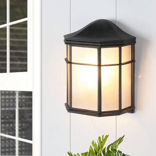 C Cattleya 1-Light Matte Black Motion Sensing Dusk to Dawn Aluminum Outdoor Wall Lantern Sconce with LED Radar Bulb (2-Pack) CA2102-2W