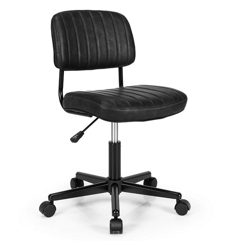 PU Leather Adjustable Office Chair  Swivel Task Chair with Backrest