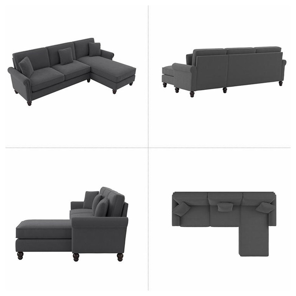 Coventry Sectional Couch with Reversible Chaise in Dark Gray Microsuede   Sectional Sofas   by Homesquare  Houzz