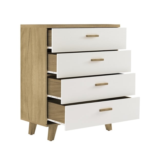 Rosewood White 4-Drawer Chest Storage Cabinet Dresser Organizer - - 36862277