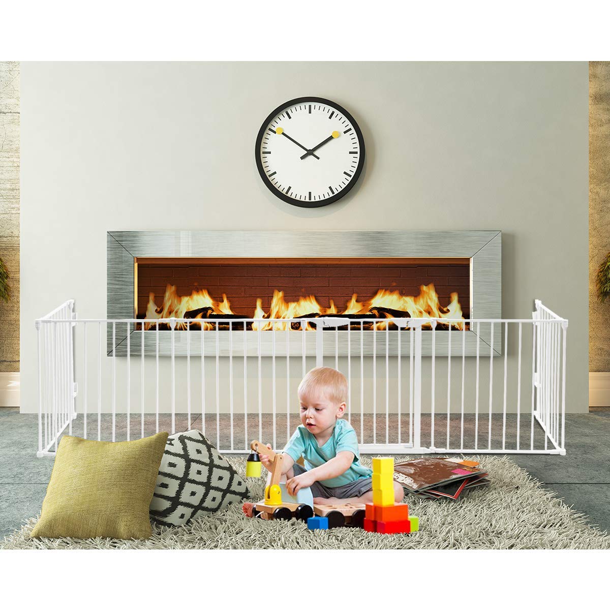 Costzon Baby Safety Gate, 6 / 8-Panel Fireplace Fence