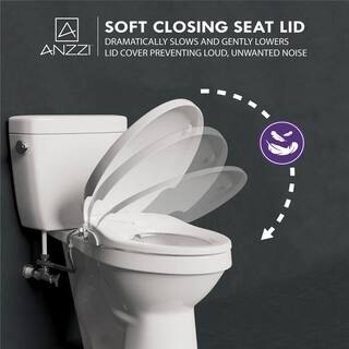 ANZZI Hal Non-Electric Soft Close Bidet Seat for Elongated Toilets with Dual Nozzle and Built-In Side Lever in White TL-MBSEL200WH