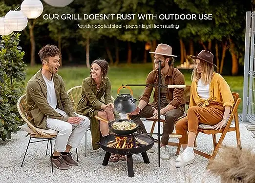 Factory Wholesale Outdoor Camping Swivel Campfire Grill with Heat Resistant Adjustable Griddle Plate Folding BBQ Camping Grill