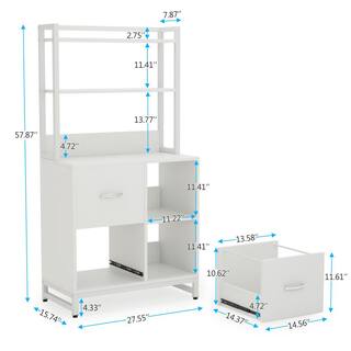 BYBLIGHT Atencio White 2 Drawer File Cabinet With Bookshelf and Printer Stand for Home Office BB-C0643XL