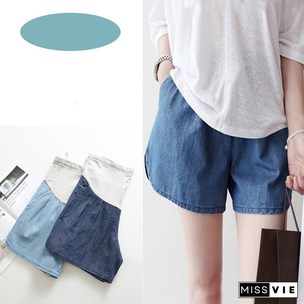 Maternity Pregnancy Women Pregnant Summer Denim Shorts Over Bump Pants Casual