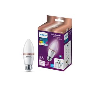 Philips 40-Watt Equivalent B12 Smart Wi-Fi LED Color Changing E26 Medium Base Light Bulb Powered by WiZ with Bluetooth (1-Pack) 573279