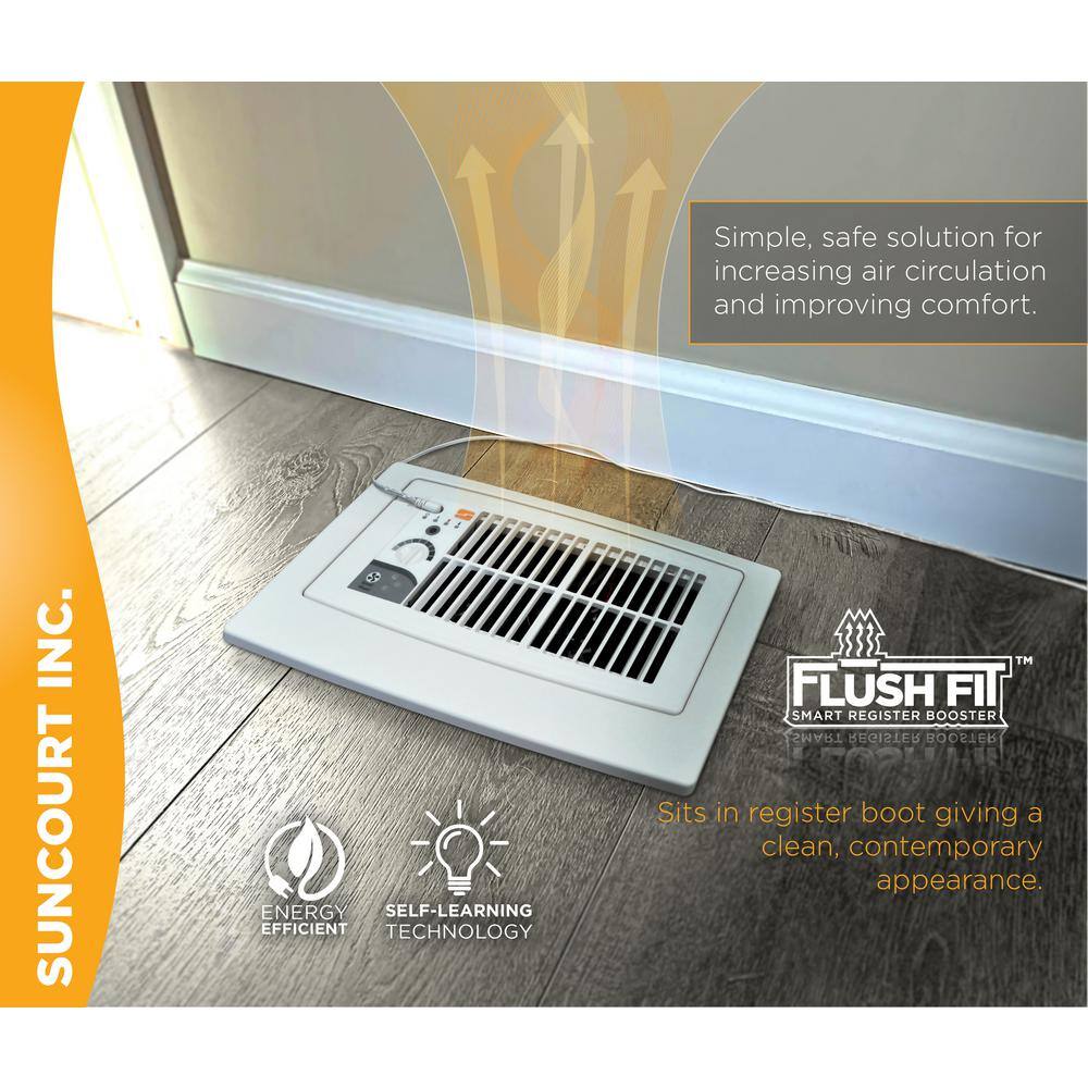 Suncourt Flush Fit Smart Register Booster Fan in White with Adaptor Plate Included HC500-WPL