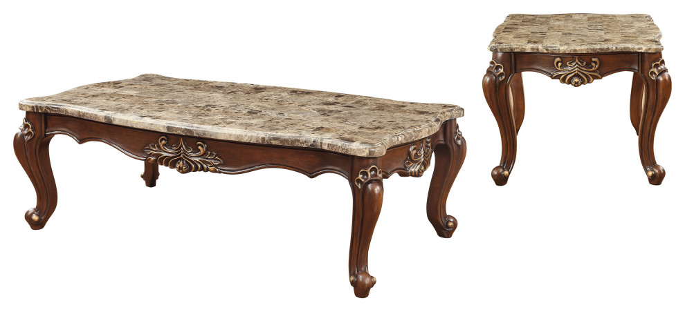 ACME Shalisa Coffee Table  Marble/Walnut   Victorian   Coffee Tables   by HedgeApple  Houzz